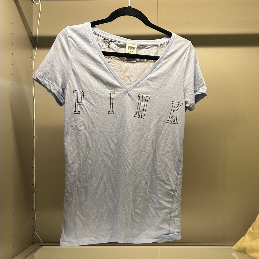 PINK Victoria's Secret Sky Blue V-Neck Tee